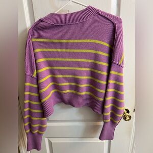 Free People - Sz M - purple and green cropped sweater